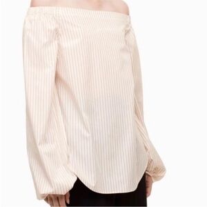 Babaton Aritzia Womens Blouse White Shirt Off the Shoulder Balloon Sleeve Size S